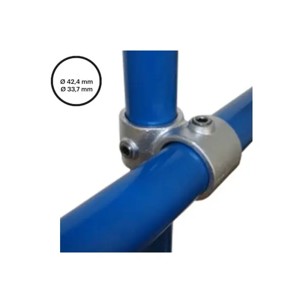 Konstrukční fitinka, spojka ocelových trubek pr. 42,4 mm | pr. 33,7 mm – úhlový spojovací kříž 161R-C42/B34